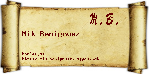 Mik Benignusz névjegykártya